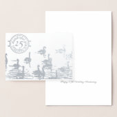 Zwanen 25ste zilveren trouwkaart folie kaarten (Display)