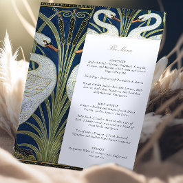 zwanen Art Deco Bruiloft Menu Kaart