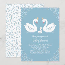 Zwanen Baby shower Vogel met Kroon Co-Ed Blauw