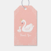 Zwanen Baby Shower Vogel met Kroon Thema Roze Cadeaulabel (Voorkant)