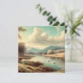 Zwanen bij de Lake Birthday Invitation (Staand voorkant)