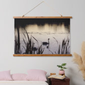 Zwanen bij Dusk Wood Topped Wall Tapestry Hangend Wandkleed (Slaapkamer)