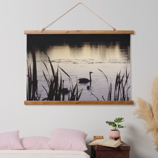 Zwanen bij Dusk Wood Topped Wall Tapestry Hangend Wandkleed (Slaapkamer)