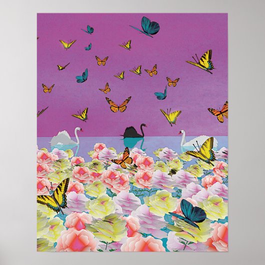 Zwanen bij Sunset Poster (Voorkant)