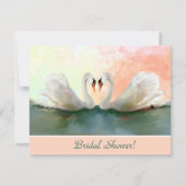 Zwanen bij zonsondergang aangepaste bruids douche  kaart (Voorkant)