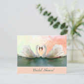 Zwanen bij zonsondergang aangepaste bruids douche  kaart (Staand voorkant)