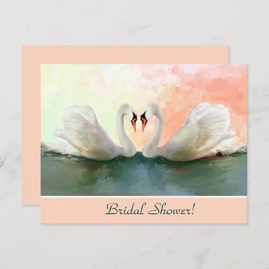 Zwanen bij zonsondergang aangepaste bruids douche kaart (Voorkant / Achterkant)