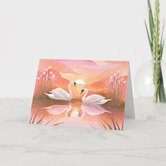 Zwanen bij zonsondergang gisteravond waren magisch kaart (Voorkant)