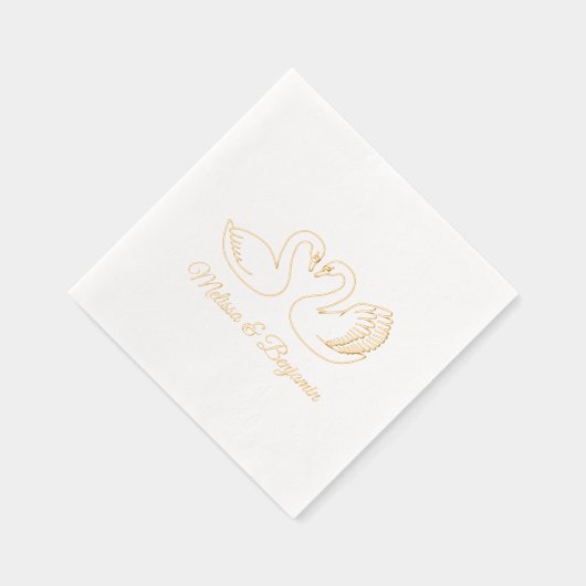 Zwanen bruiloft Jubileum V2 Folie Servetten (Rechts)