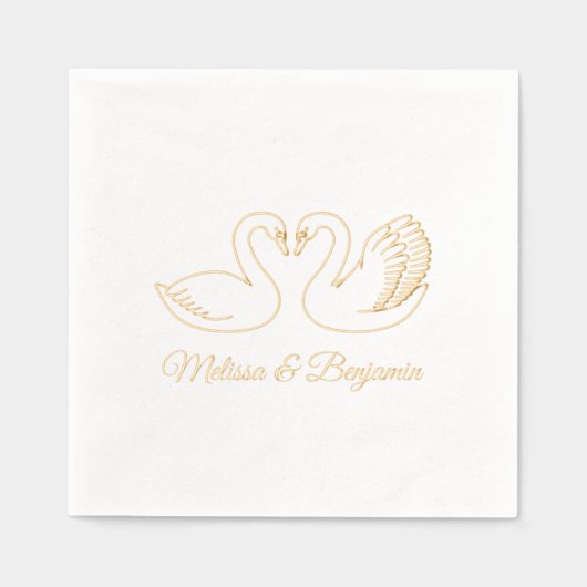 Zwanen bruiloft Jubileum V2 Folie Servetten (Voorkant)