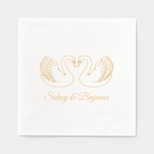 Zwanen bruiloft Jubileum V3 Folie Servetten (Voorkant)