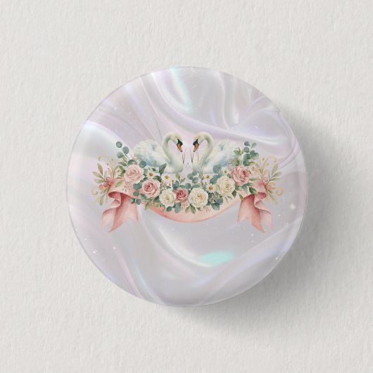 Zwanen Bruiloftservetten Ronde Button 3,2 Cm (Voorkant)