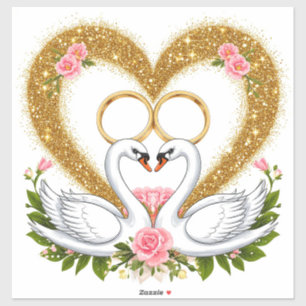 Zwanen die elkaar omhelzen in elegante artistieke sticker