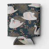 Zwanen en chrysanten, natuurlijk patroon. blikjeskoeler (Voorkant)