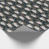 Zwanen en chrysanten, natuurlijk patroon. cadeaupapier (Hoek)