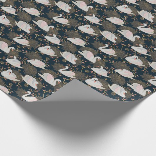 Zwanen en chrysanten, natuurlijk patroon. cadeaupapier (Hoek)