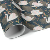 Zwanen en chrysanten, natuurlijk patroon. cadeaupapier (Rol Hoek)