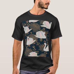Zwanen en chrysanten, natuurlijk patroon. t-shirt