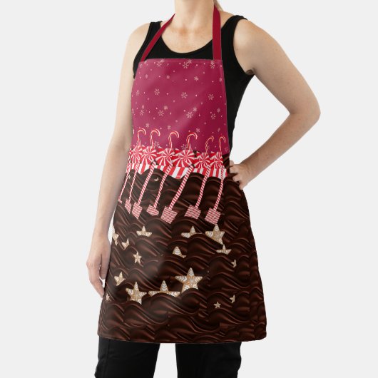 Zwanen en koekjes vulden chocoladegolven rood schort (Insitu)