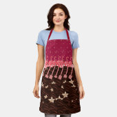 Zwanen en koekjes vulden chocoladegolven rood schort (Gedragen)