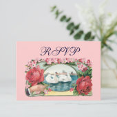 Zwanen en Rozen Aangepaste RSVP-kaarten Kaart (Staand voorkant)