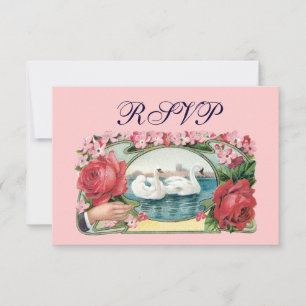 Zwanen en Rozen Aangepaste RSVP-kaarten Kaart