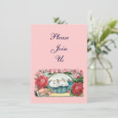 Zwanen en Rozen Aangepaste Valentijn Uitnodigingen (Staand voorkant)