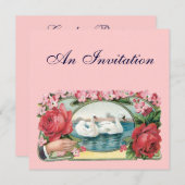 Zwanen en Rozen Custom Party Invitations Kaart (Voorkant / Achterkant)