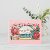 Zwanen en Rozen Huwelijksaankondigingen op Maat Kaart (Staand voorkant)