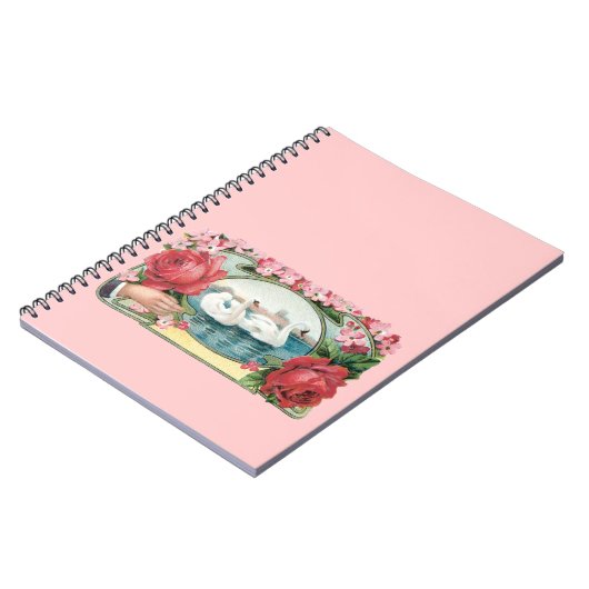 Zwanen en Rozen  kunst Notitieboek (Linkerzijde)