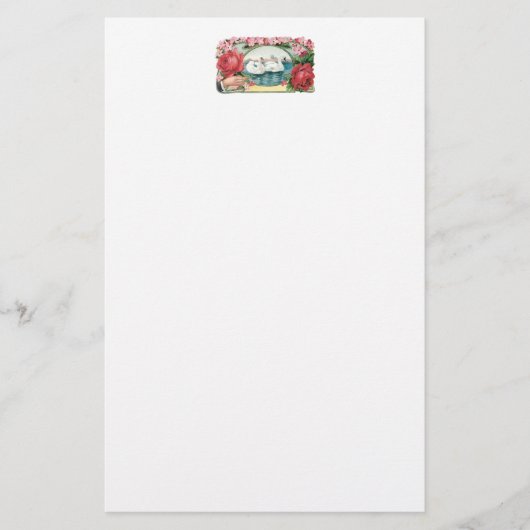 Zwanen en Rozen  kunst Stationery Briefpapier (Voorkant)