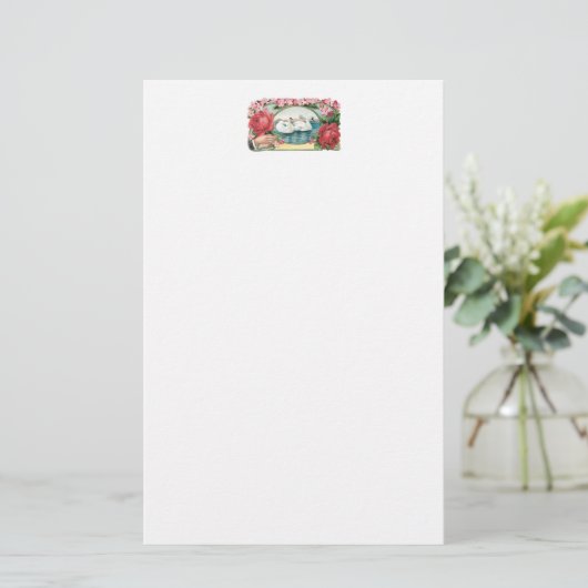 Zwanen en Rozen  kunst Stationery Briefpapier (Staand voorkant)