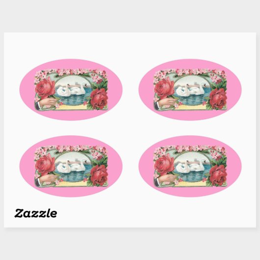 Zwanen en Rozen kunst Stickers (Vel)