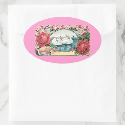 Zwanen en Rozen  kunst Stickers (Tas)