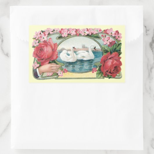 Zwanen en Rozen  kunst Stickers (Tas)