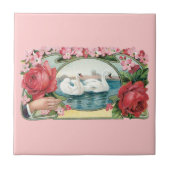 Zwanen en Rozen kunst Tegeltje (Voorkant)
