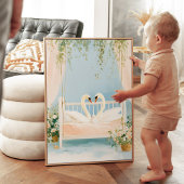 Zwanen Familie Muur Kunst Print, Romantische Kinde Poster