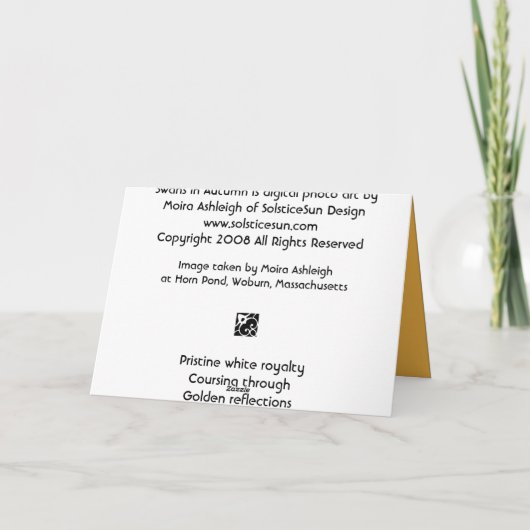 Zwanen in de Herfst Kaart (Achterkant)
