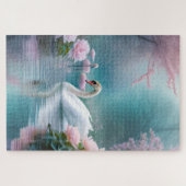 Zwanen in de tuinvijver legpuzzel (Horizontaal)