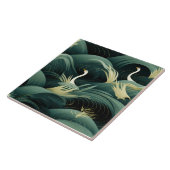 Zwanen in golven, chique modern design tegeltje (Zijkant)