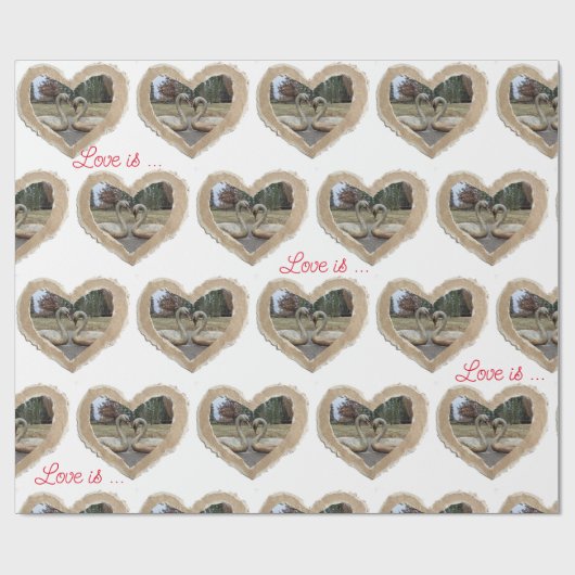 Zwanen in hart cadeaupapier (Vlak)