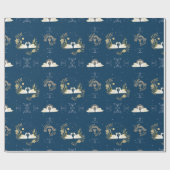 Zwanen in liefde marine en gouden cadeau cadeaupapier (Vlak)