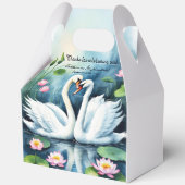 Zwanen in liefde Waterverf Lotus Lake bruiloft Bedankdoosjes (Voorkant)