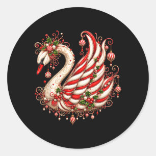 Zwanen Kerst Vrolijk Kerstmannen Dames Heren Kinde Ronde Sticker