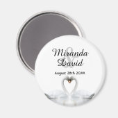 Zwanen koppel namen monogram bruiloft magneet (Voorkant / Achterkant)