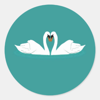 Zwanen koppelen op blauwe sticker