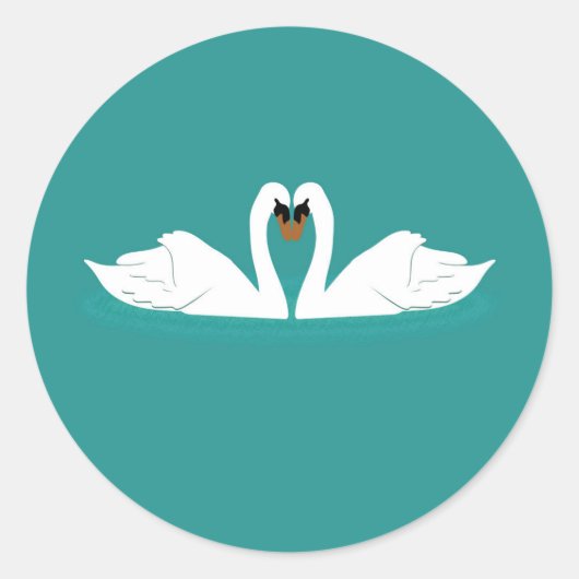 Zwanen koppelen op blauwe sticker (Voorkant)