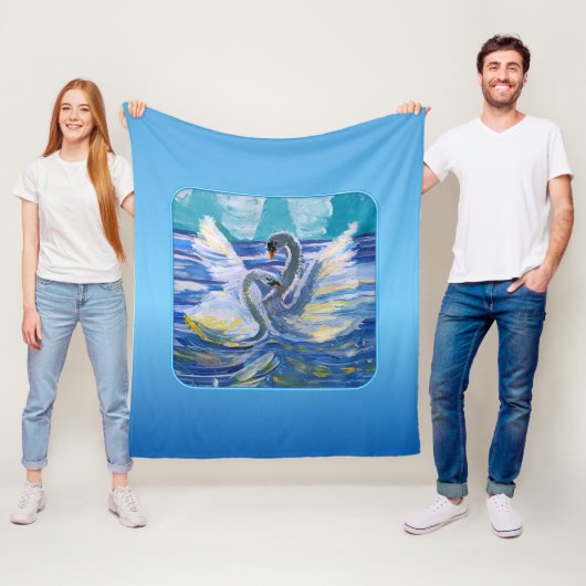 Zwanen "Kunst door kinderen" Fleece Deken (In situ)