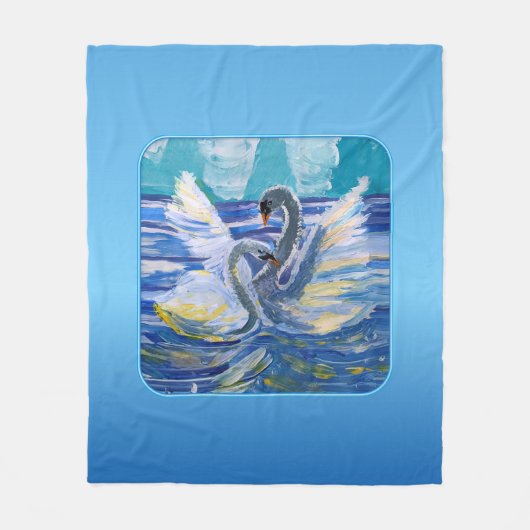 Zwanen "Kunst door kinderen" Fleece Deken (Voorkant)