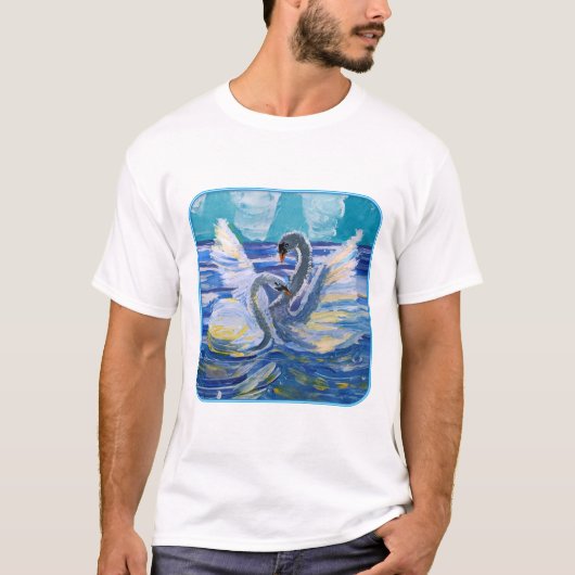 Zwanen "Kunst door kinderen" T-shirt (Voorkant)